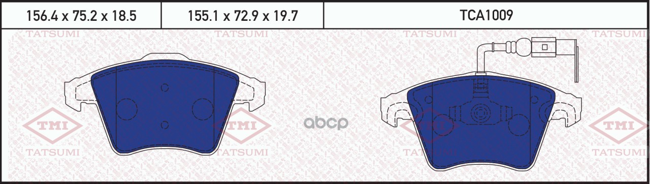 Колодки тормозные дисковые передние VW Multivan/Transporter 03- TCA1009 TATSUMI арт. TCA1009