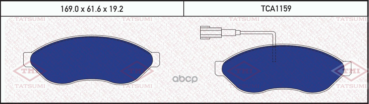 Колодки тормозные дисковые передние CITROEN Jumper 06-PEUGEOT Boxer 06-FIAT Ducato 07- TCA1159 TATSUMI арт. TCA1159