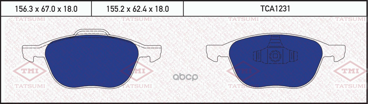 Колодки тормозные дисковые передние FORD Focus/C-Max 03-MAZDA 3 03-VOLVO S40 03- TCA1231 TATSUMI арт. TCA1231