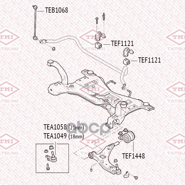 Опора шаровая нижняя L/R FORD Focus 04-VOLVO C30/V50 10- TEA1058 TATSUMI арт. TEA1058