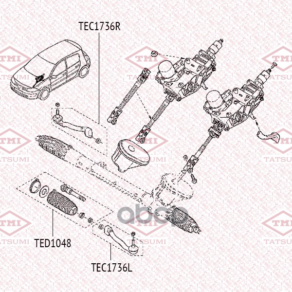 Наконечник рулевой тяги L TATSUMI арт. TEC1736L