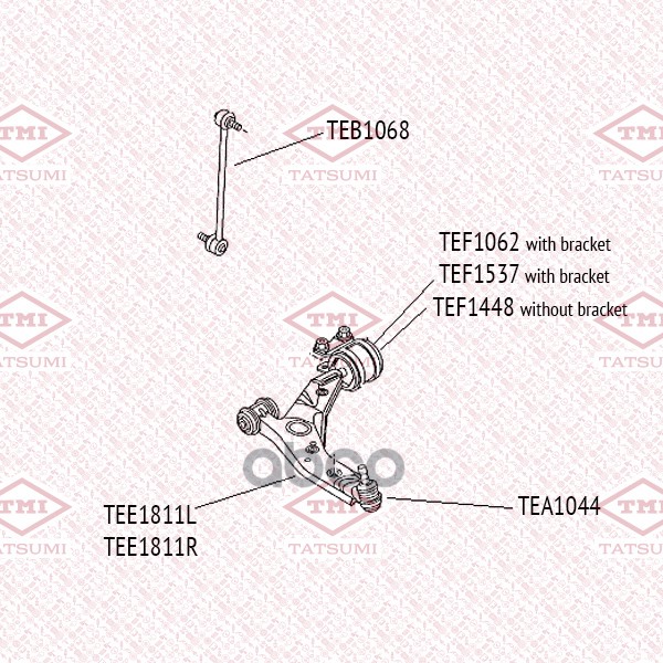 Сайлентблок переднего рычага задний правый с кронштейном TATSUMI арт. TEF1062