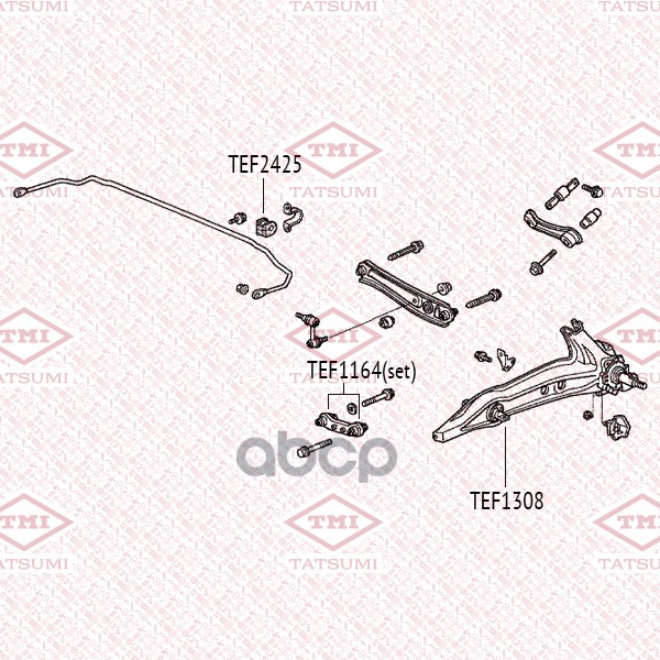 Комплект Сайлентблоков Поперечного Рычага | Зад | TATSUMI арт. TEF1164