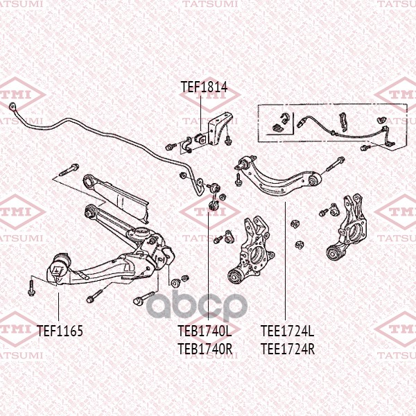 Комплект сайлентблоков заднего нижнего рычага TATSUMI арт. TEF1165