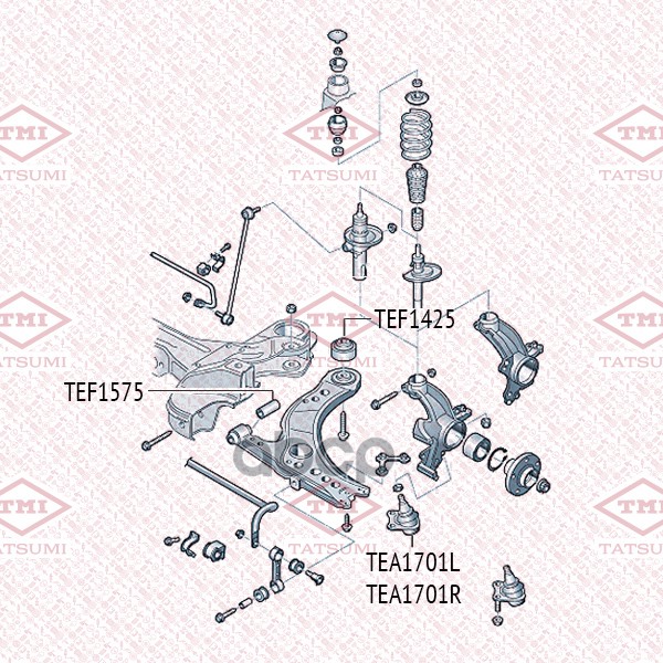 Сайлентблок переднего рычага задний AUDI A3 96->VW Golf 96-> TATSUMI TEF1425 TATSUMI арт. TEF1425
