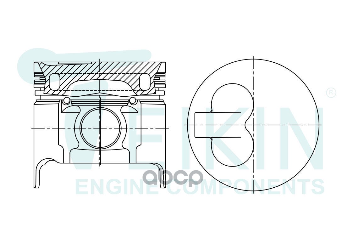 Поршень (STD/ к-т 4 шт с охлаждением) Mazda Bongo 90-99 / Bongo Brawny 90-94 R2 TEIKIN арт. 42674AG STD