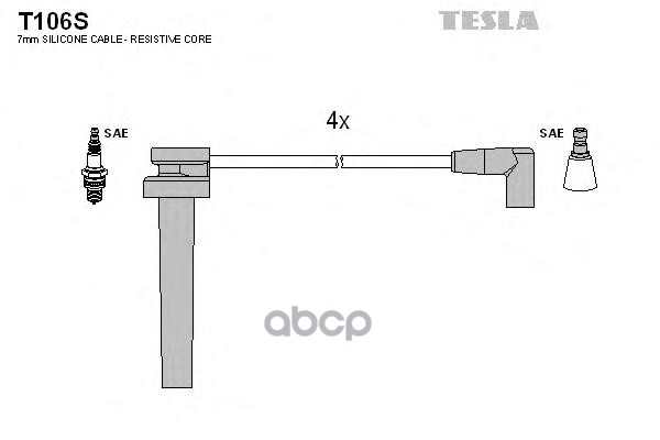 Провода в/в для а/м ГАЗ дв Chrysler 2.4 силиконовые TESLA T106S TESLA T106S TESLA арт. T106S