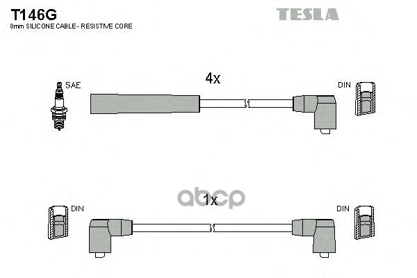 Провода Высоковольтные Ford Tranzit 78-92 1.6/2.0L Tesla T146g TESLA арт. T146G