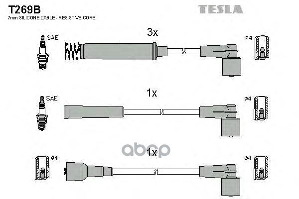 Провода высоковольтные компл. Opel TESLA T269B TESLA арт. T269B