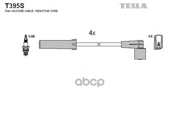 Провода в/в силик.100% ВАЗ 08-010, 1118, 2170, 2190 TESLA (T 395S) 1,5i TESLA T395S TESLA арт. T395S