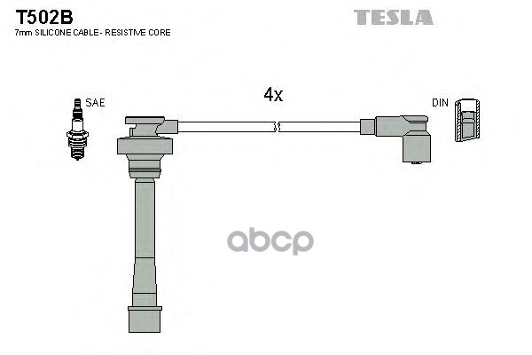 Провода высоковольтные, комплект MITSUBISHI CARISMA /VOLVO S40/V40 TESLA T502B TESLA арт. T502B