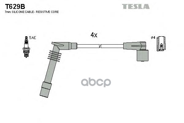 Провода Высоковольтные Opel Astf/Corb/Vecb 1.2-1.6 95-> Tesla T629b TESLA арт. T629B