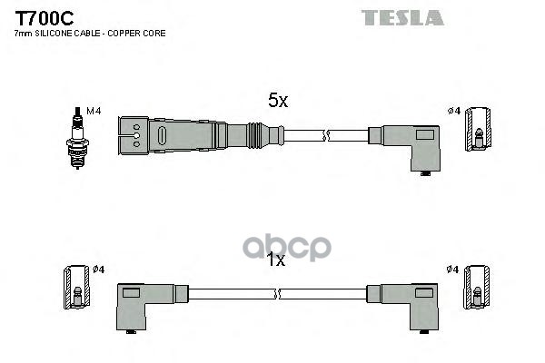 Провода Высоковольтные Ad Vw 5Cyl Tesla T700c TESLA арт. T700C
