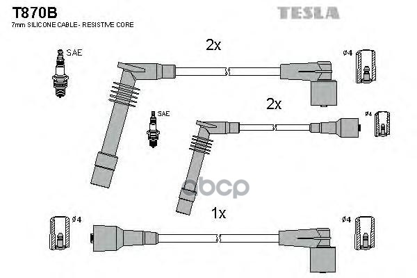 Комплект проводов зажигания T870B TESLA арт. T870B