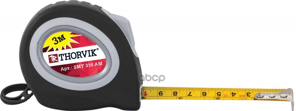 Рулетка С Магнитным Захватом И Автостопом, В Обрезиненном Корпусе, 3 М THORVIK арт. SMT316AM