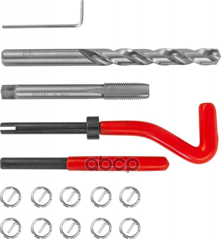 Набор Для Восстановления Резьбы 15 Пр: M10 X 1,25 Метчик, Вороток Установочный, Вставки THORVIK арт. TRIS10125