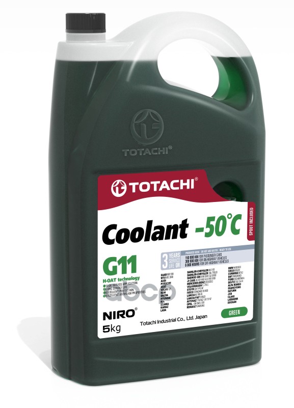 Антифриз TOTACHI NIRO COOLANT Green -50C G11 5кг 44705 TOTACHI арт. 44705