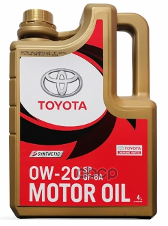 TOYOTA Масло моторное TOYOTA (пластиковая канистра) 0W-20 SP/GF-6A 4Л (Синтетика) ОАЭ