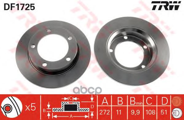 Диск Тормозной | Перед | TRW арт. DF1725