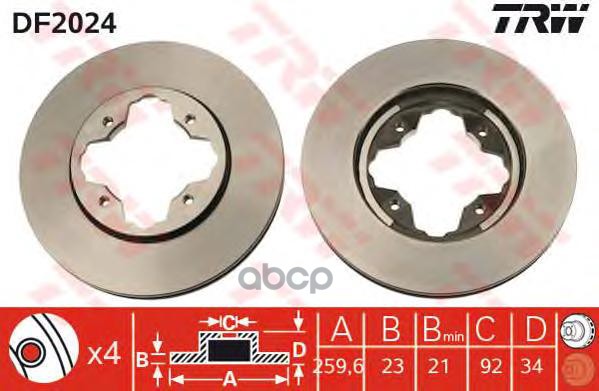 Диск Тормозной | Перед | TRW арт. DF2024