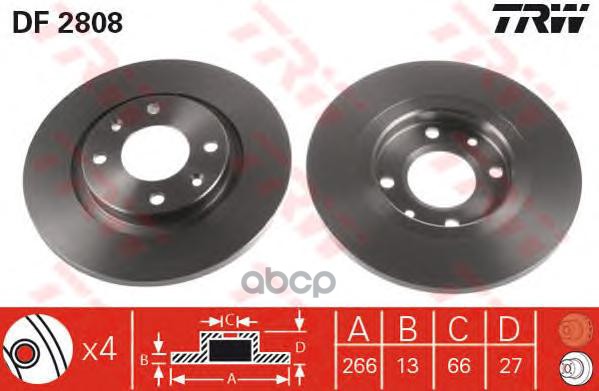 Диск тормозной передний CITROEN Berlingo/C3 TRW DF2808 TRW арт. DF2808