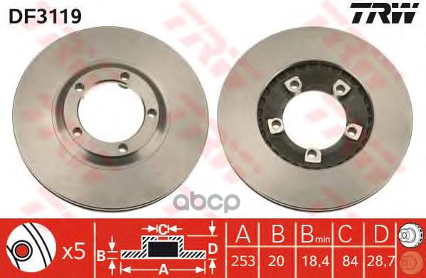 Диск Тормозной Передний Hyundai H100/Porter Trw Df3119 TRW арт. DF3119