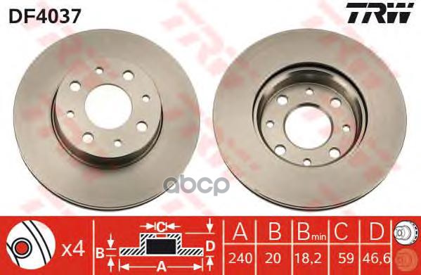Диск Тормозной | Перед | TRW арт. DF4037