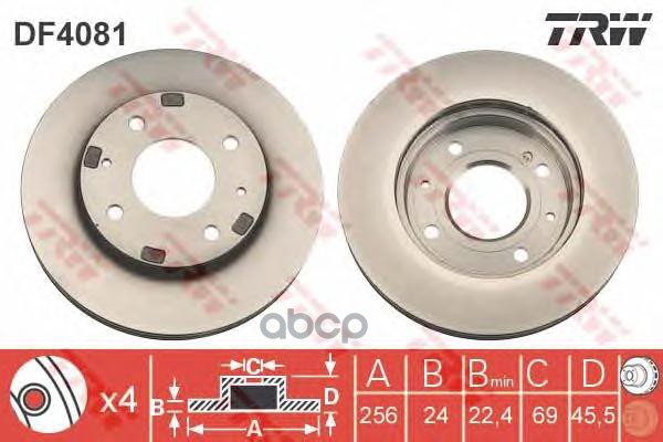 Диск Тормозной Передний Trw Df4081 TRW арт. DF4081