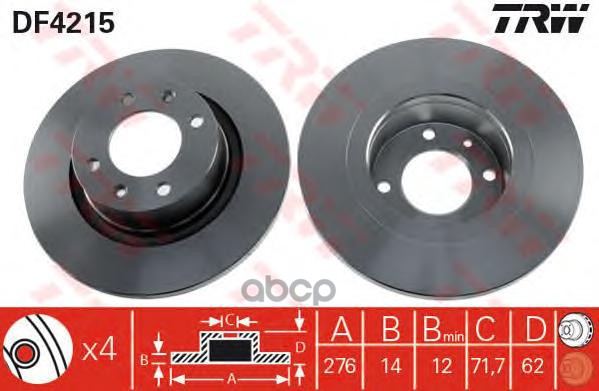 Диск Тормозной | Зад | TRW арт. DF4215