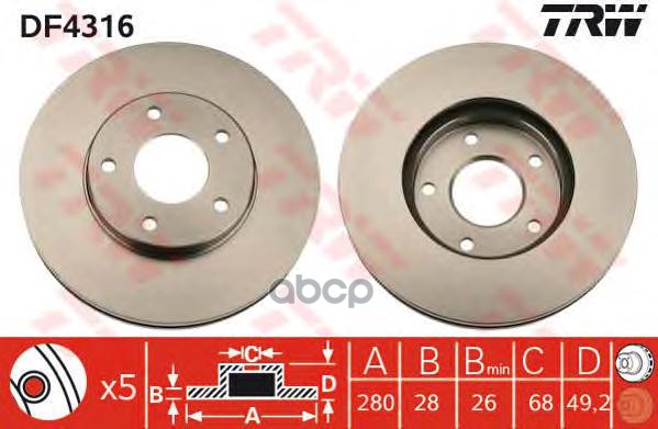 Диск Тормозной Передн Nissan: Almera Tino 00-, Maxima Qx 00-, Primera 02-, Primera Hatchback 00-02, Primera Hatchback 02-, Pr...