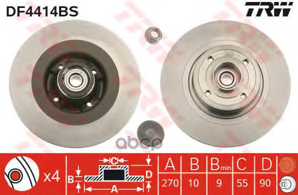 Диск Тормозной Задний С Подш Renault Scenic Ii Df4414bs TRW арт. DF4414BS