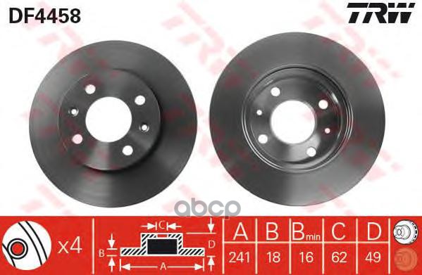 Диск тормозной передний HYUNDAI i10/KIA Picanto /Vent D=241mm TRW DF4458 TRW арт. DF4458