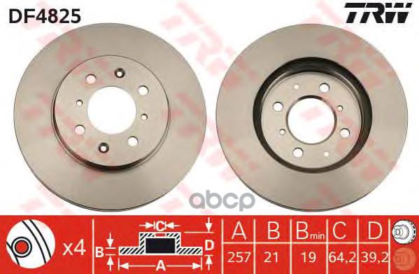 Диск тормозной передний HONDA Jazz TRW DF4825 TRW арт. DF4825