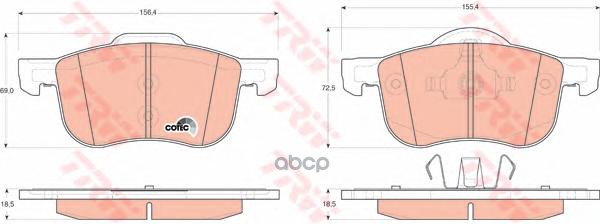 Колодки передние VOLVO S60, S80, V70 I-II, XC 70 GDB1388 TRW арт. GDB1388