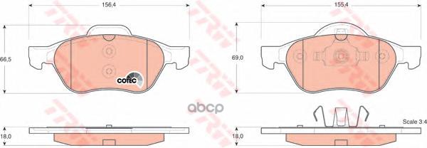 Колодки передние RENAULT MEGANE II/SCENIC II TRW GDB1540 TRW арт. GDB1540