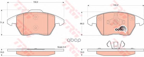 Колодки передние CITROEN C4/PEUGEOT 308 1.6/2.0L+2.0HDI all 04-> TRW GDB1605 TRW арт. GDB1605