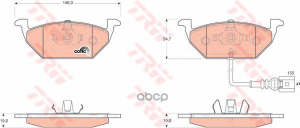 Колодки передние SKODA OCTAVIA (1Z_), VW GOLF IV-VI GDB1658 TRW арт. GDB1658