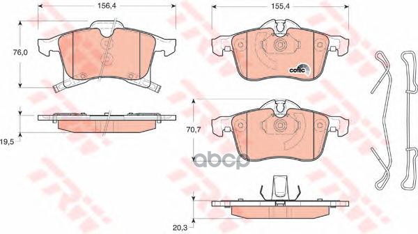 Колодки передние OPEL ASTRA H GDB1668 TRW арт. GDB1668