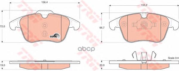 Колодки передние FORD GALAXY, MONDEO IV, VOLVO S60 II, S80 II GDB1683 TRW арт. GDB1683