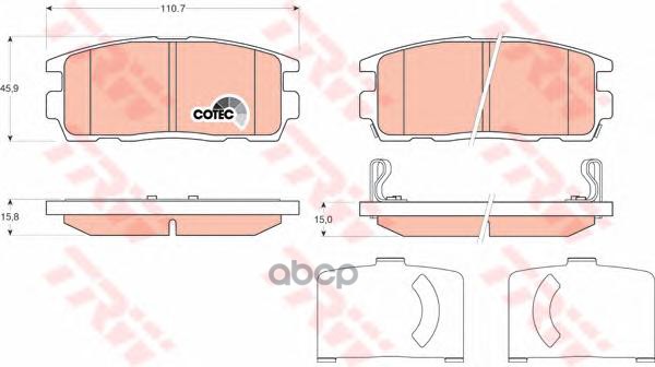 Колодки задние CHEVROLET CAPTIVA, OPEL ANTARA GDB1716 TRW арт. GDB1716