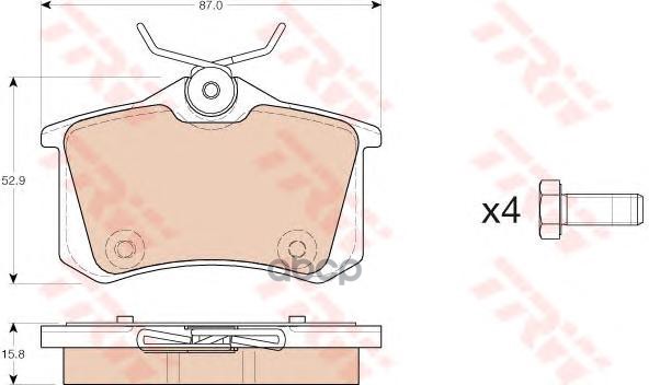 Колодки Дисковые Задние  Renault Clio/Megane, Peugeot 207/208 1.2-2.0I/1.5-2.0Dci 06 TRW арт. GDB1973