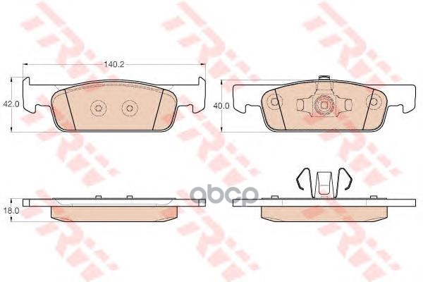 Колодки передние RENAULT LOGAN II 1.2, 1.5dCi, SANDERO II 1.2, 1.5dCi GDB2016 TRW арт. GDB2016