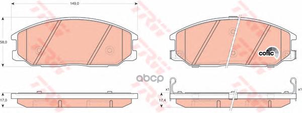 Колодки передние HYUNDAI TRAJET/SANTA FE TRW GDB3297 TRW арт. GDB3297