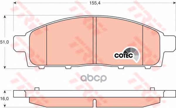 Колодки передние MITSUBISHI L200 (KB_T, KA_T), PAJERO SPORT II (KG_, KH_) GDB3435 TRW арт. GDB3435