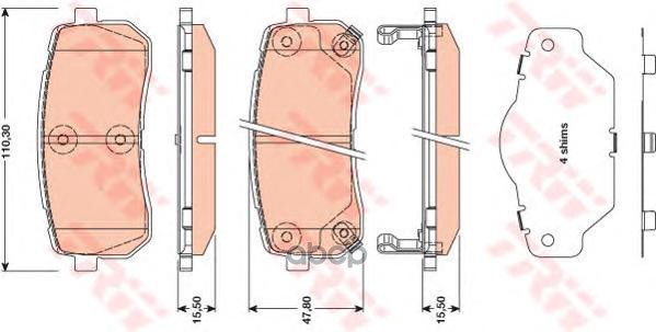 Колодки задние HYUNDAI H-1/Grand Starex 07- TRW GDB3449 TRW арт. GDB3449