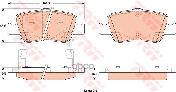 Колодки задние TOYOTA Auris TRW GDB3480 TRW арт. GDB3480