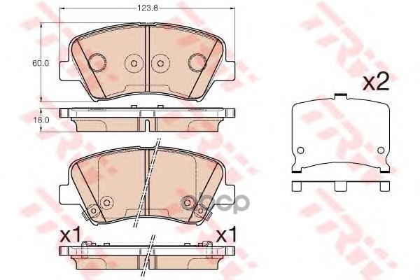 Колодки передние HYUNDAI Elantra 11-15 / Veloster 11-17 TRW GDB3552 TRW арт. GDB3552