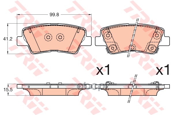 Колодки задние SSANGYONG ACTYON II, SPORTS I-II, KORANDO, KIA CARENS IV GDB3594 TRW арт. GDB3594