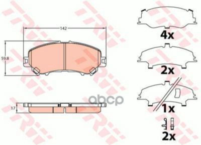 Колодки передние NISSAN X-TRAIL T32 14-, RENAULT KADJAR 15- GDB3648 TRW арт. GDB3648