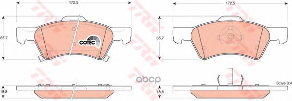 Колодки передние CHRYSLER VOYAGER TRW GDB4129 TRW арт. GDB4129